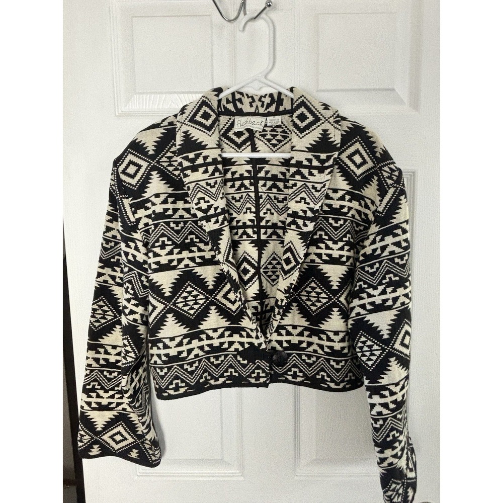 Flashback Vintage Indie Western Aztec Bolero‎ Tapestry Jacket Womens size M EUC